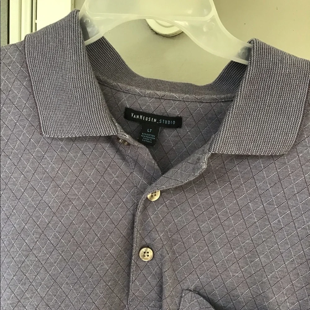 Van Heusen studio men’s polo pocket shirt large Tall blues and grays - Picture 3 of 9